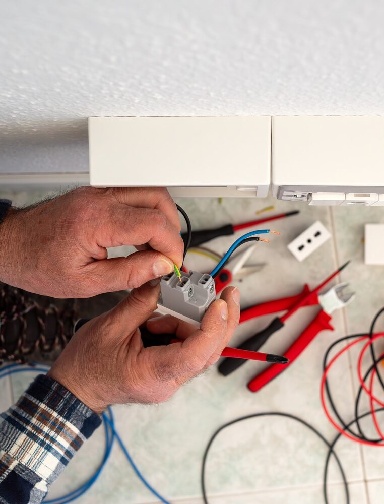 electrician working Electrician working with wires